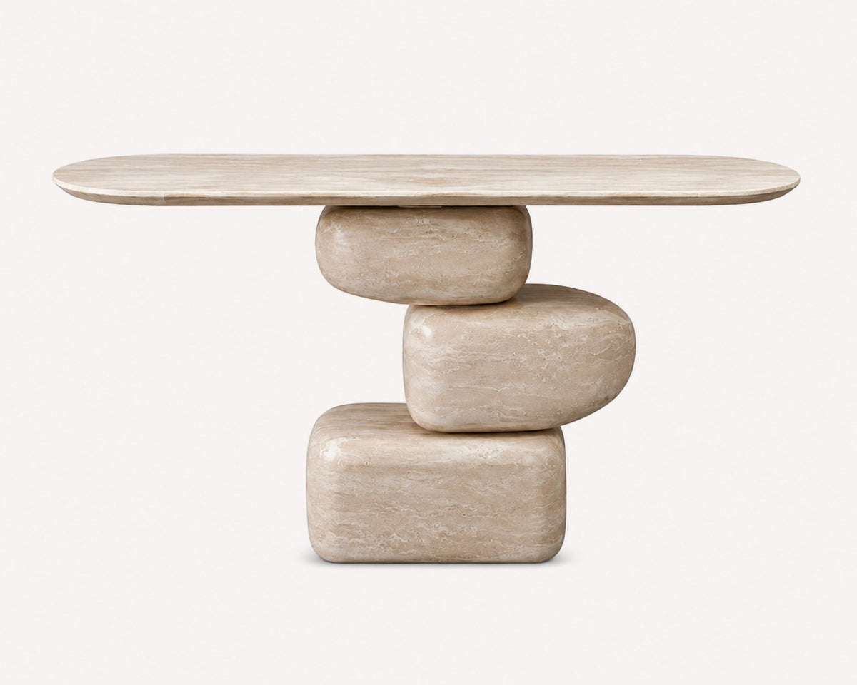 Madrid sculptural console table with organic rounded base