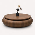 SOHO round sculptural walnut coffee table