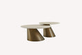 Mor pair of round travertine look porcelain coffee tables