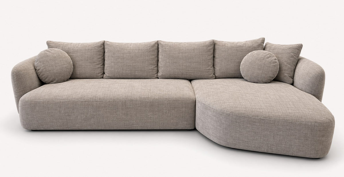 Audrey rounded deep-seat sectional with feather-filled cushions