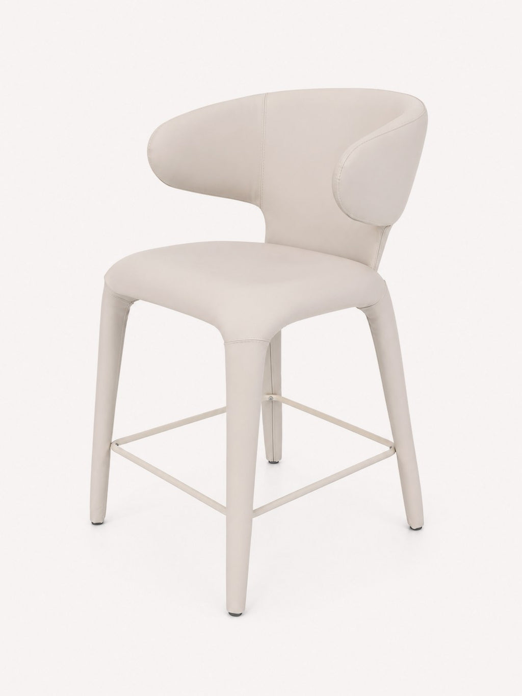 Icon upholstered stool with rounded back in vegan leather