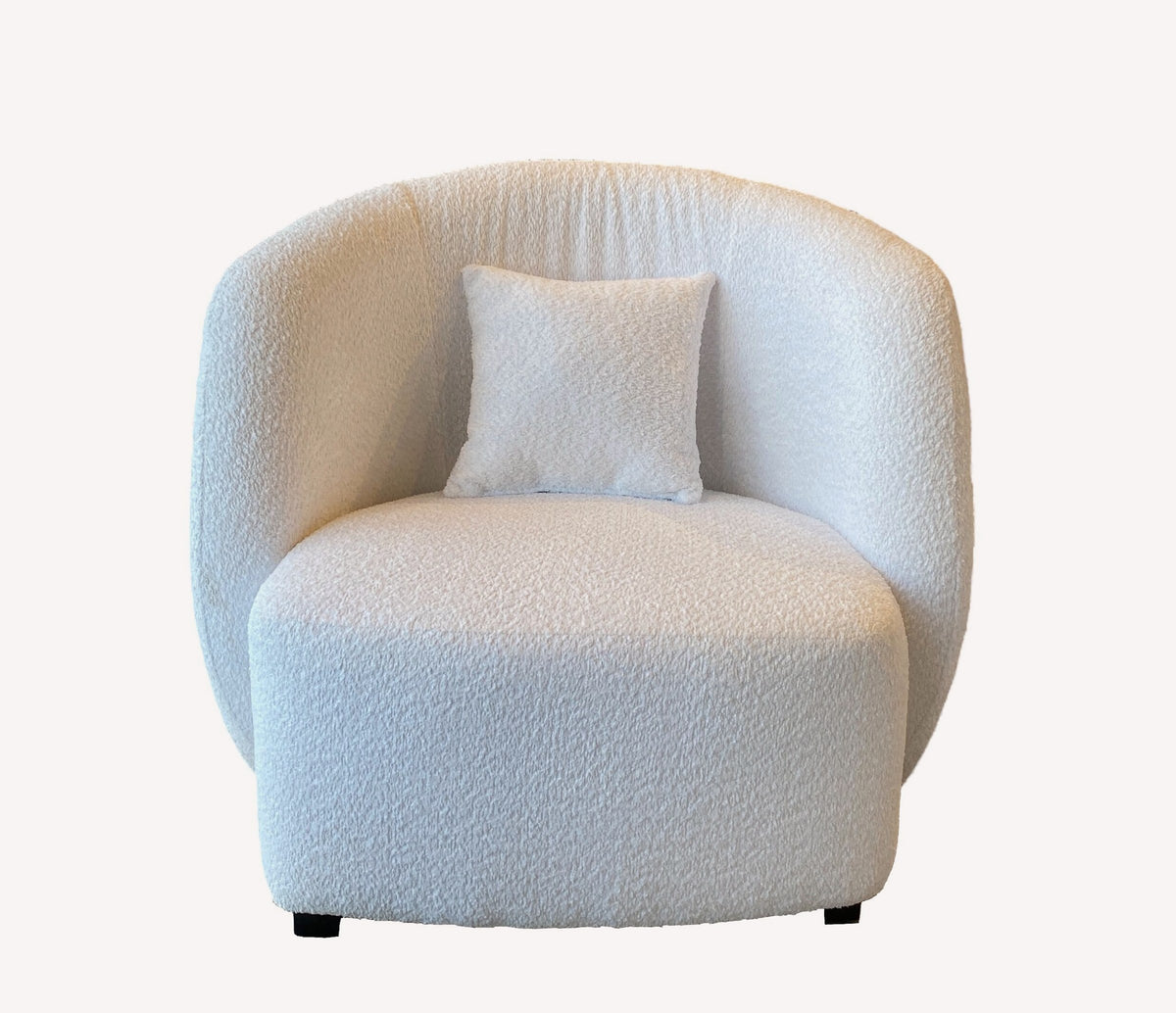 Kesarit rounded ivory bouclé lounge chair