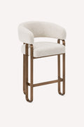 Odette bouclé counter stool with wraparound back and bronze base