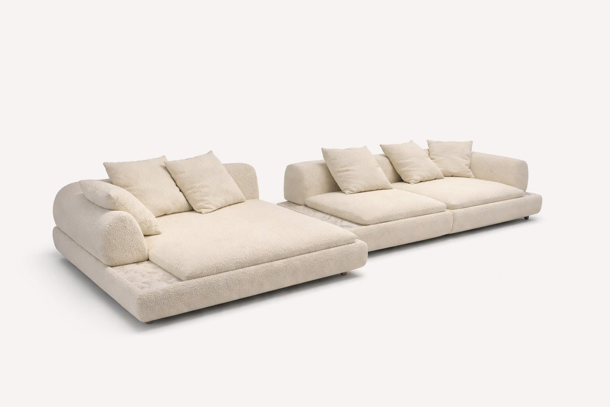 Alma modular chaise sectional in soft textured fabric