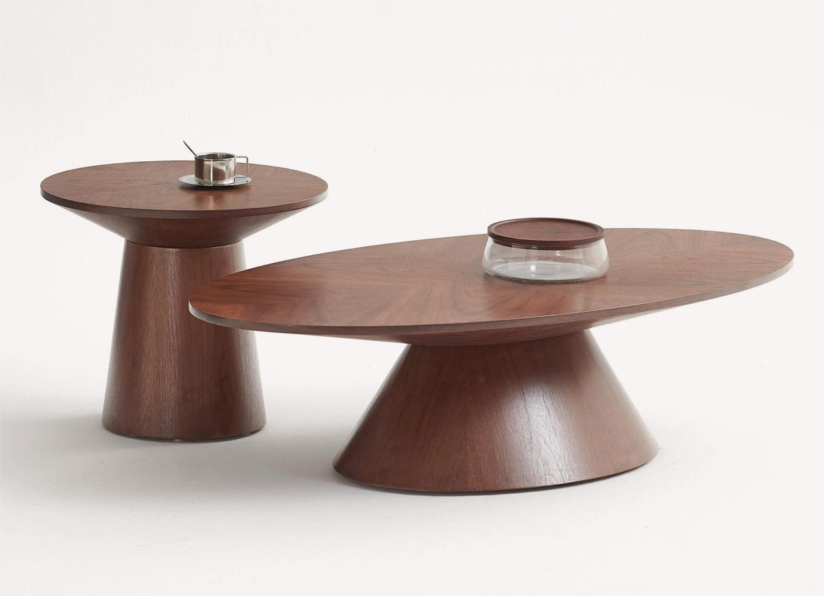 Tali pair of walnut tone coffee tables