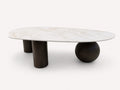 Pol porcelain coffee table on sculptural wood-look steel legs