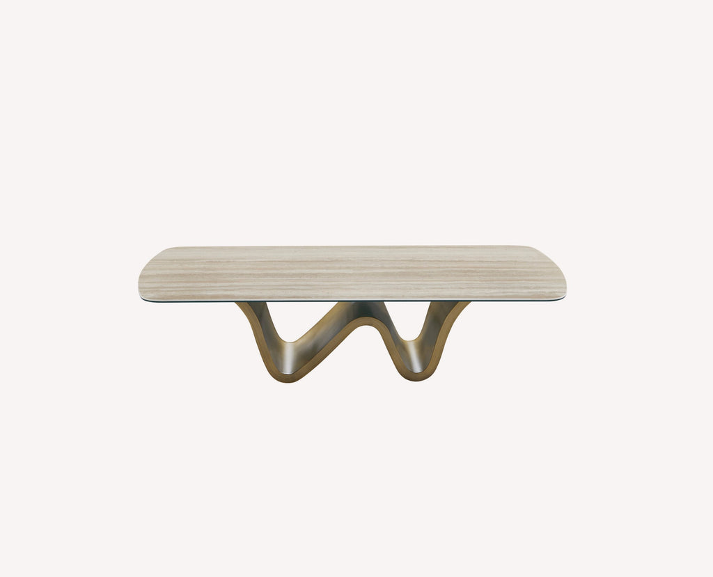 Miami coffee table with travertine look porcelain top