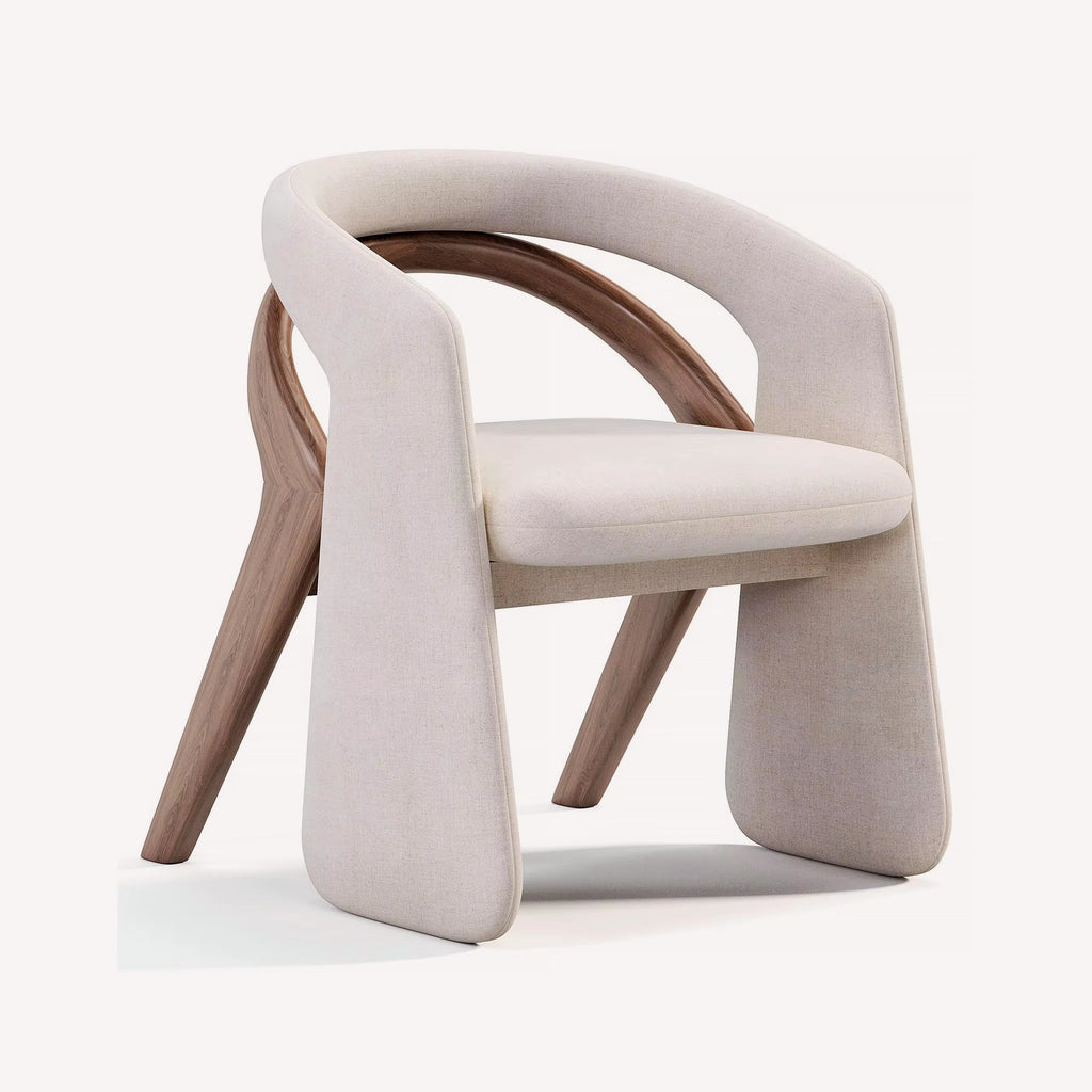 Siena natural wood chair with soft upholstery and rounded back