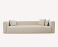 Stripes cream channel tufted sofa with track arms