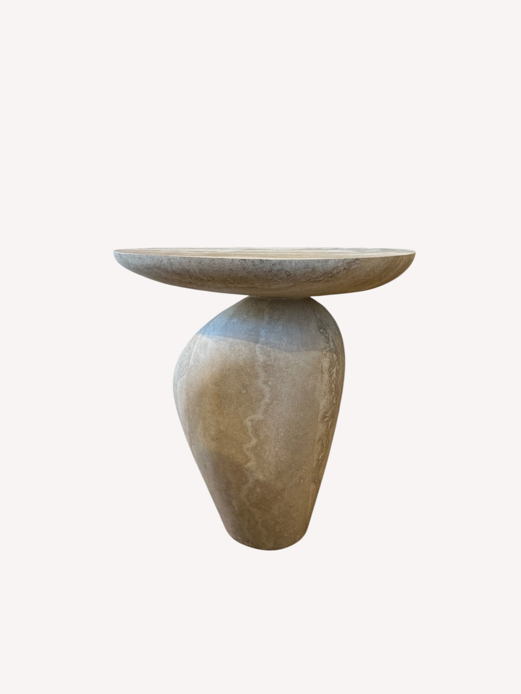 Milano travertine look sculptural side table