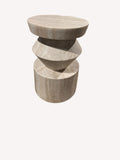 Shen stacked travertine sculptural side table