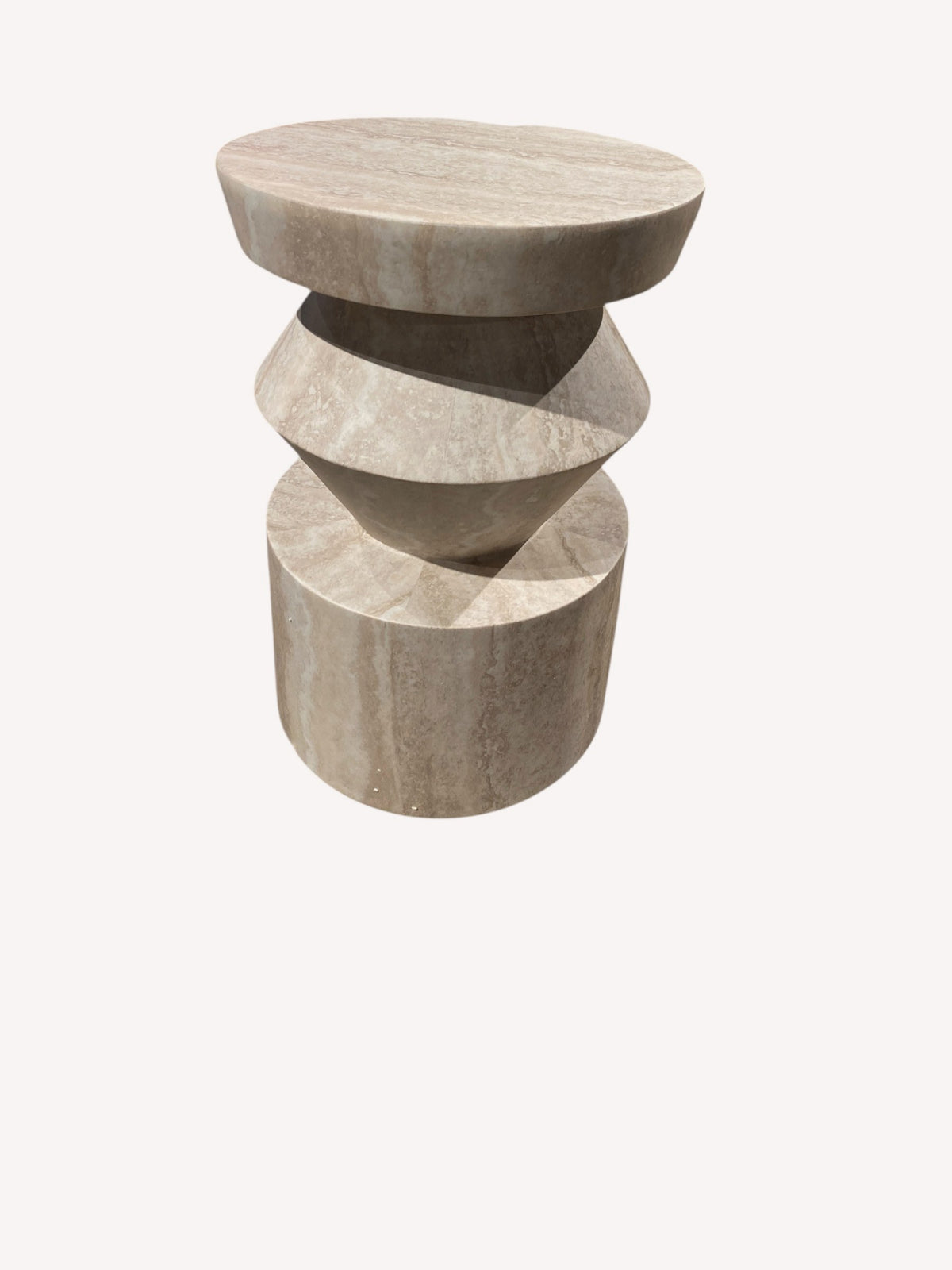 Shen stacked travertine sculptural side table