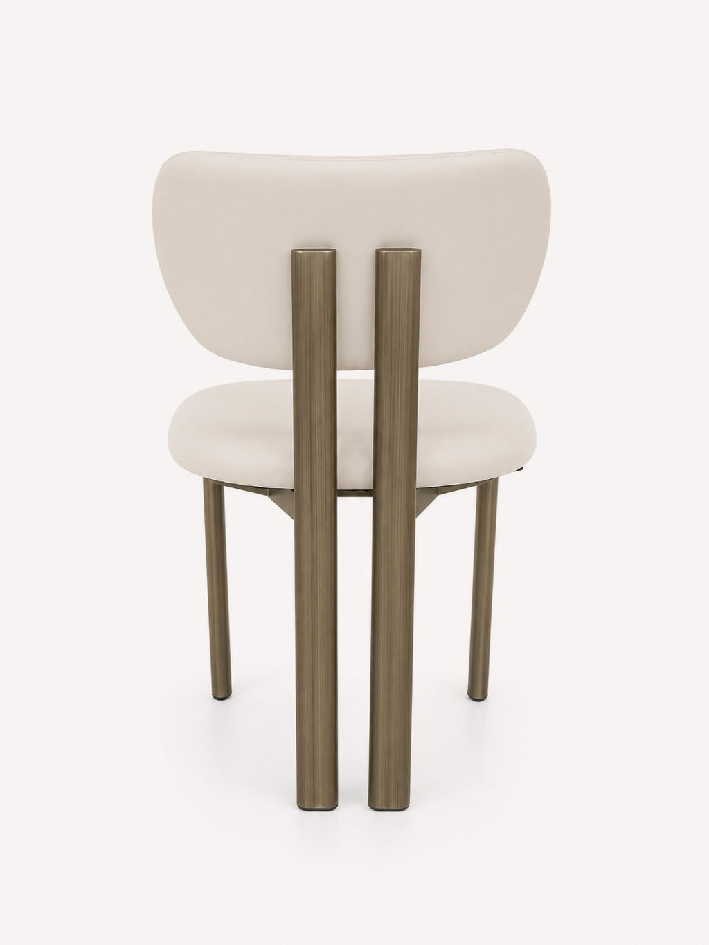 Luca upholstered dining chair in light fabric with walnut-bronze legs