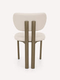 Luca upholstered dining chair in light fabric with walnut-bronze legs