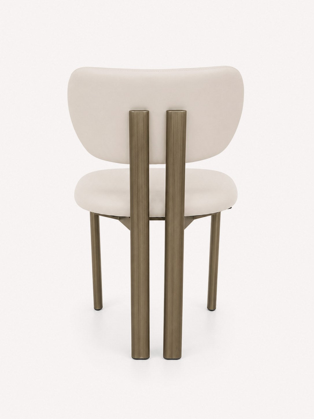 Luca upholstered dining chair in light fabric with walnut-bronze legs