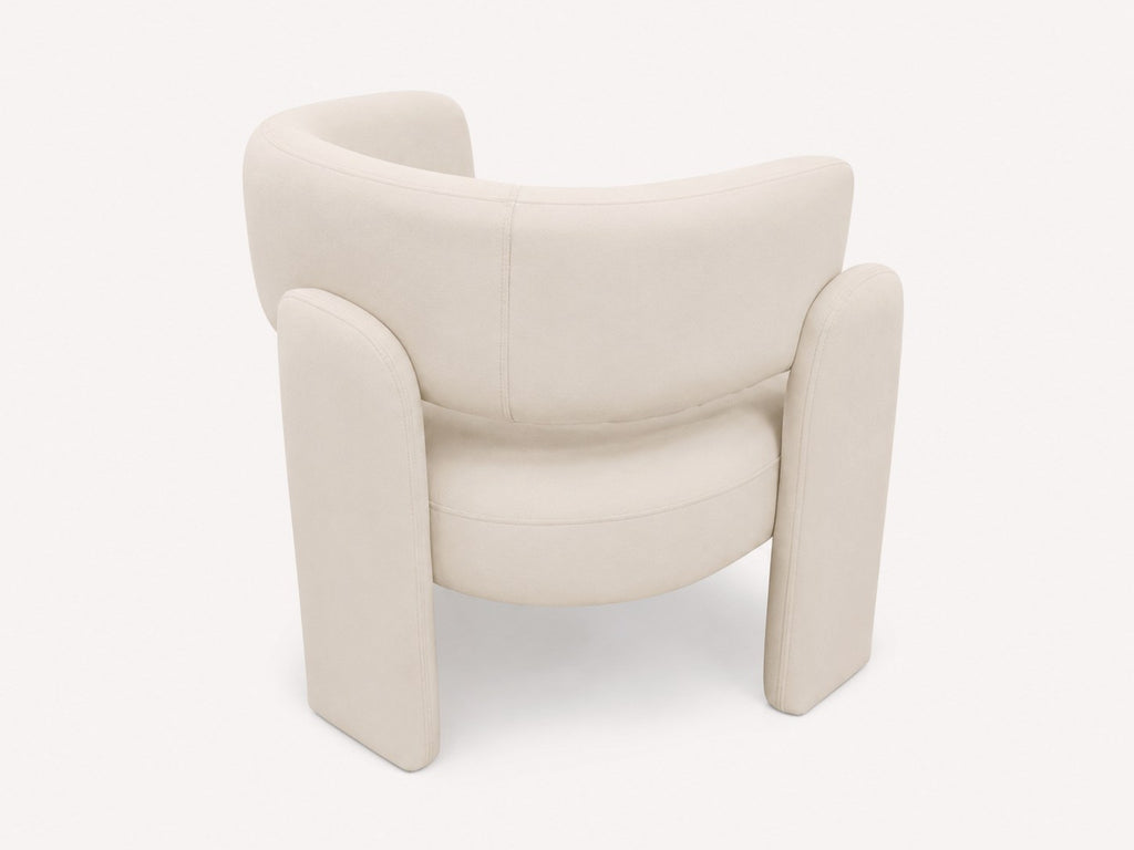 Flamingo sculptural accent chair in cream stone fabric
