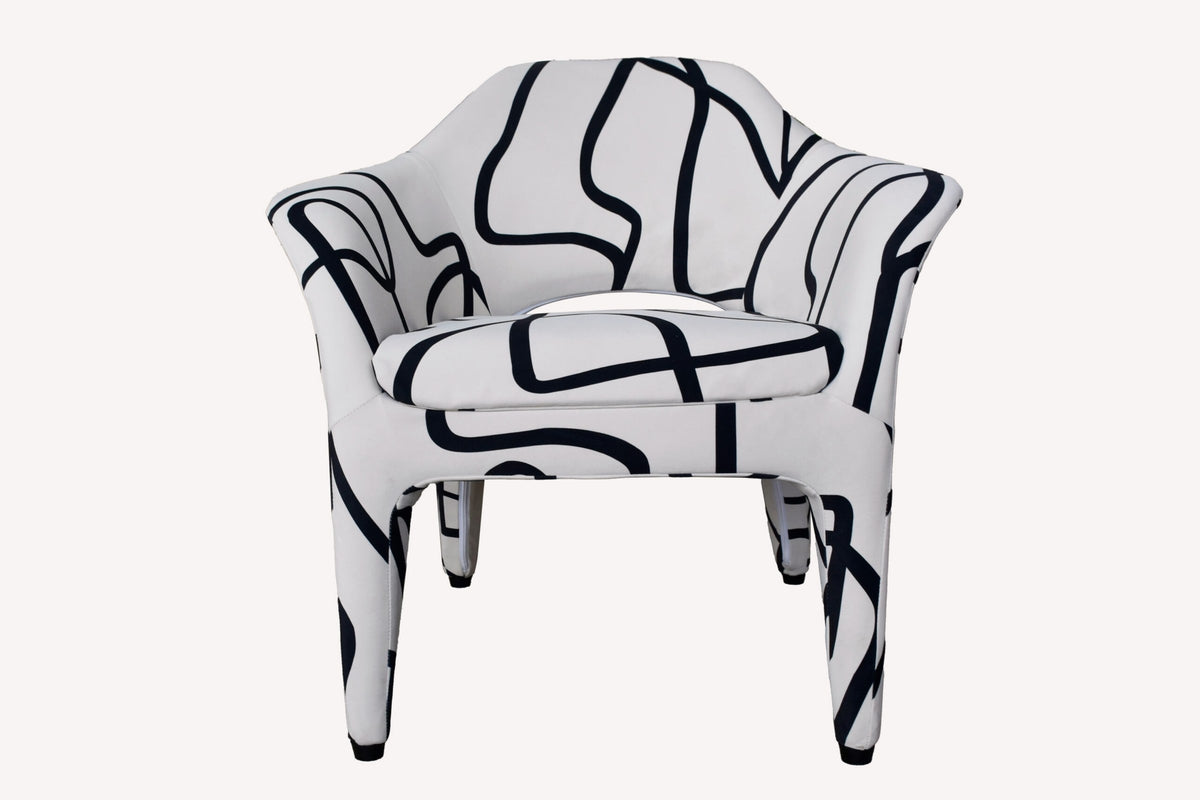 Mania accent chair in black and white graphic print