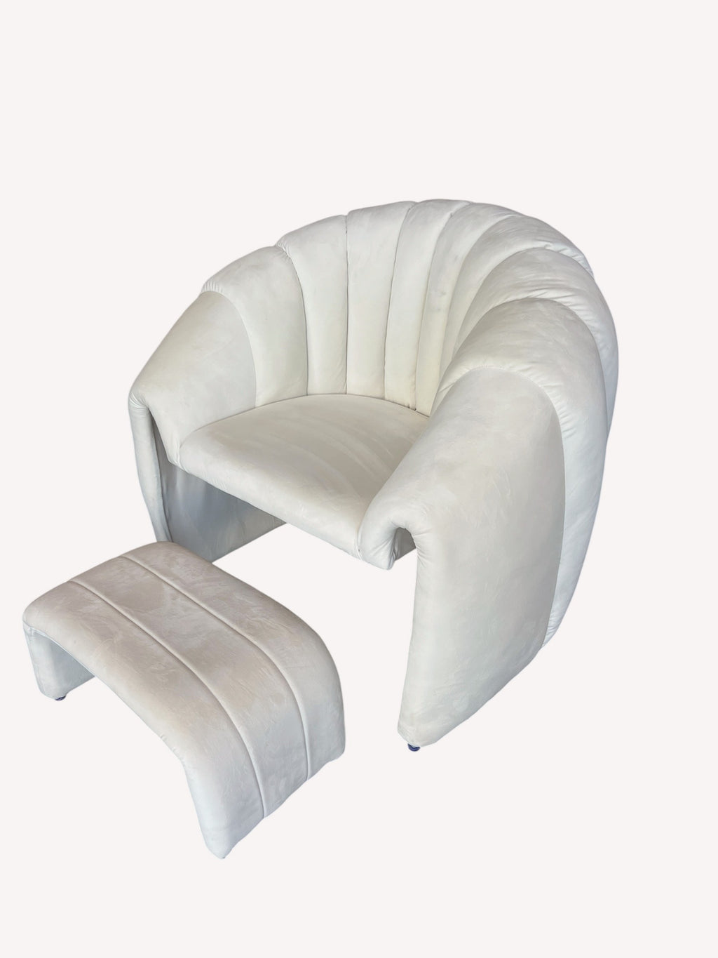 Colette round channel-tufted lounge chair with matching ottoman