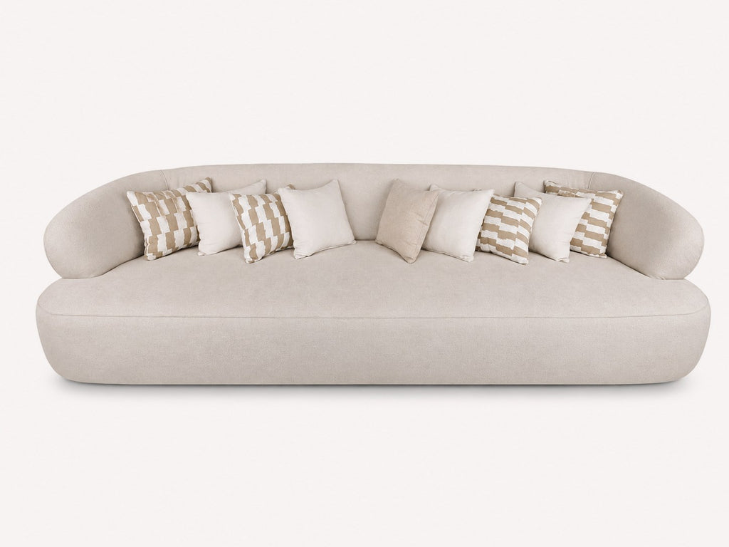 Grizzly natural fabric sofa with leather side straps