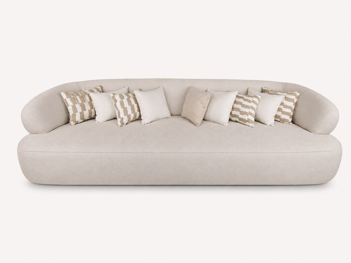 Grizzly natural fabric sofa with leather side straps