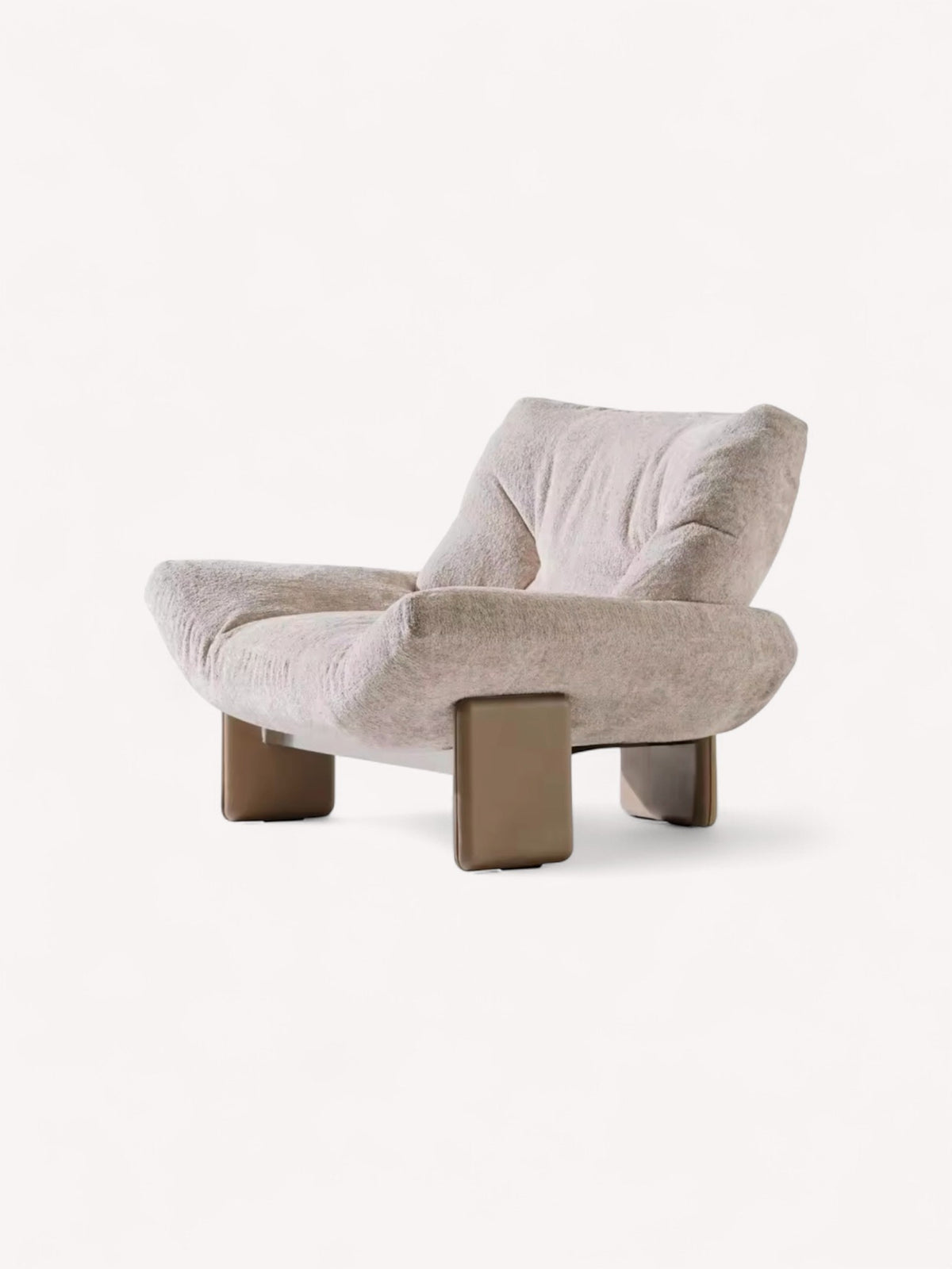 Emmi sculptural accent chair on stainless steel base