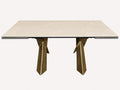 Bari extendable porcelain sintered stone dining table with brushed bronze legs
