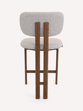 Luca counter stool in greige woven fabric with walnut-finish frame