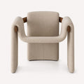 Dubai sculptural cream bouclé dining chair with natural wood