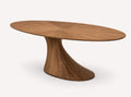 Louis oval wood veneer dining table with sculptural pedestal