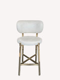 Hadas light velvet counter stool with quilted back and gold legs