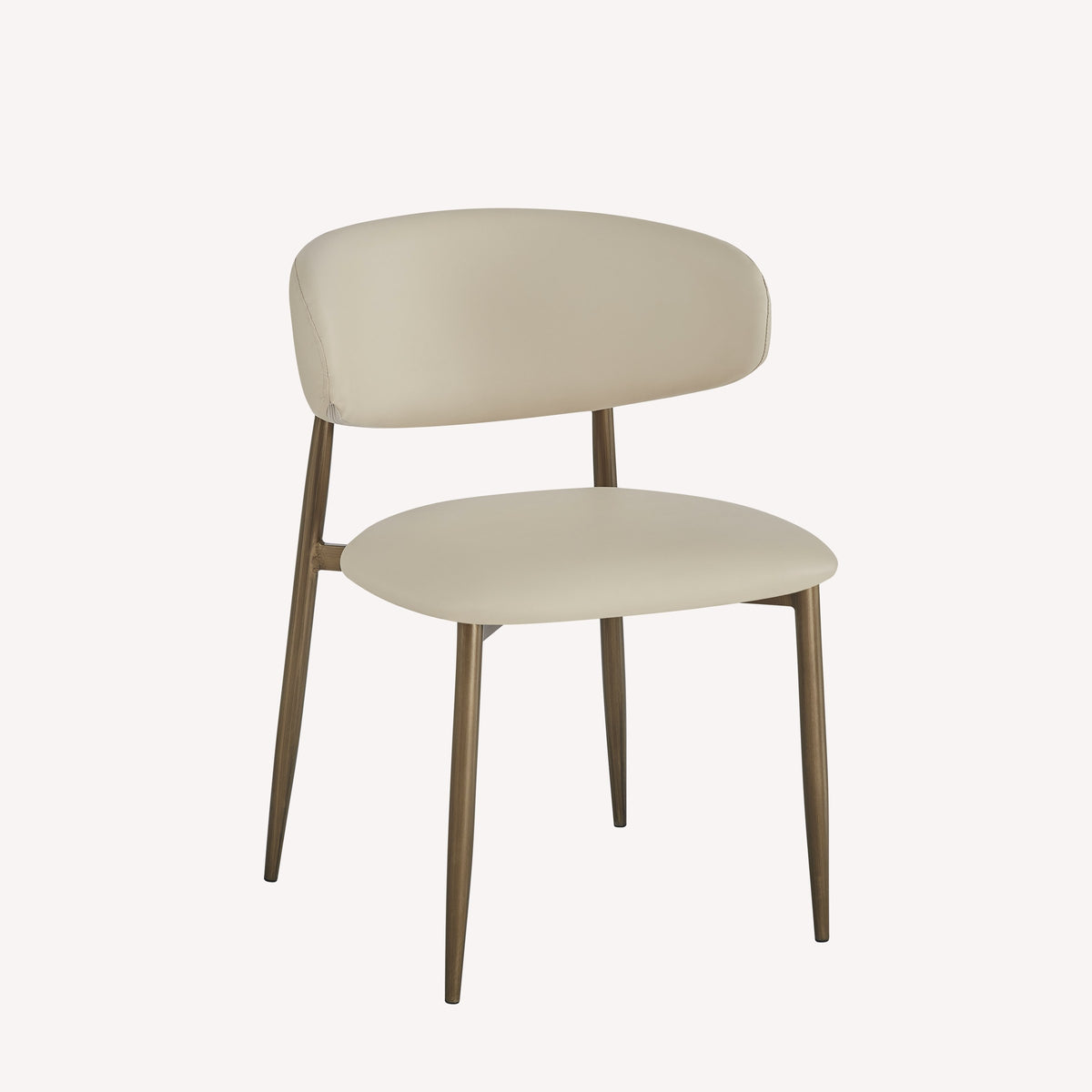 Dori dining chair in light fabric with wood-look metal legs