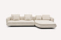 Lauren curved chaise sectional with loose back cushions and black base