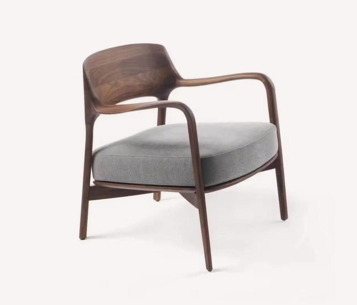 Ofek solid wood lounge chair with rounded back and organic arms