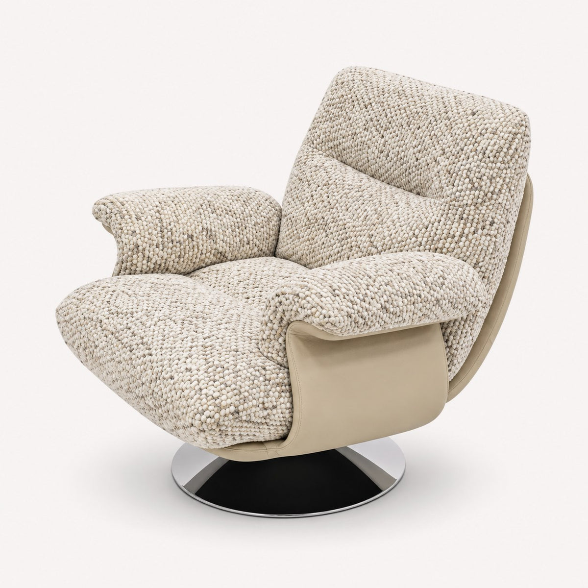 Lauren swivel accent chair with textured upholstery and metallic base