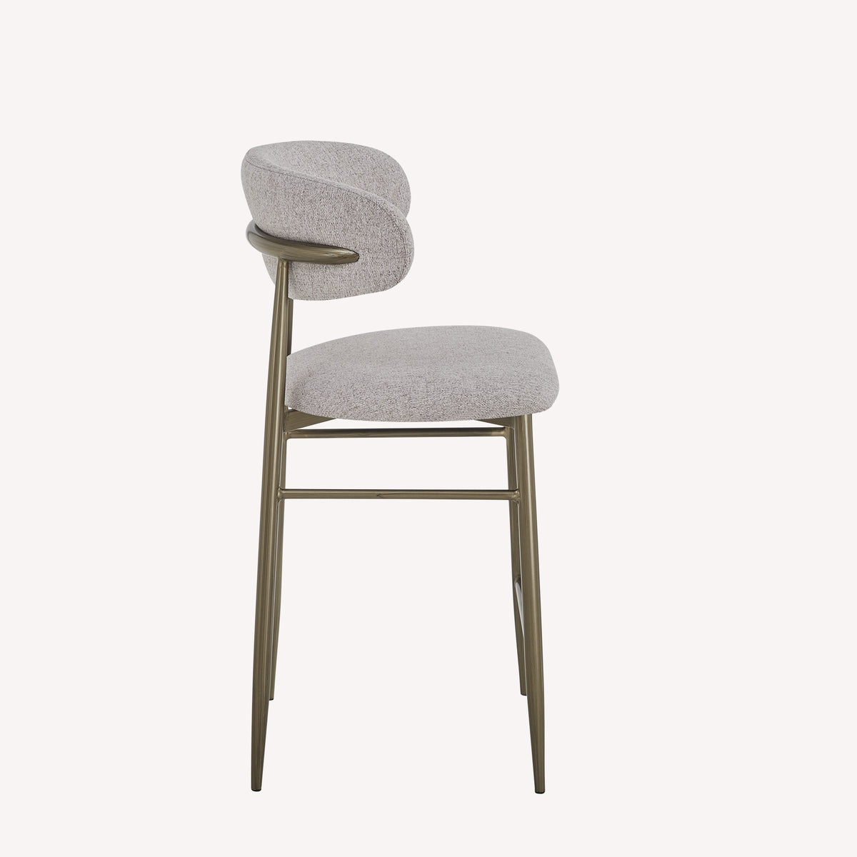 Dori minimal counter stool with light upholstered seat and slim metal legs