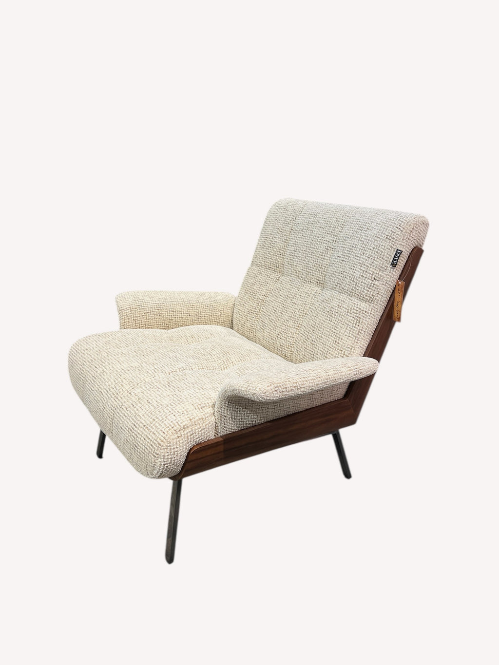 Cloud deep lounge chair with wood frame and slim metal legs