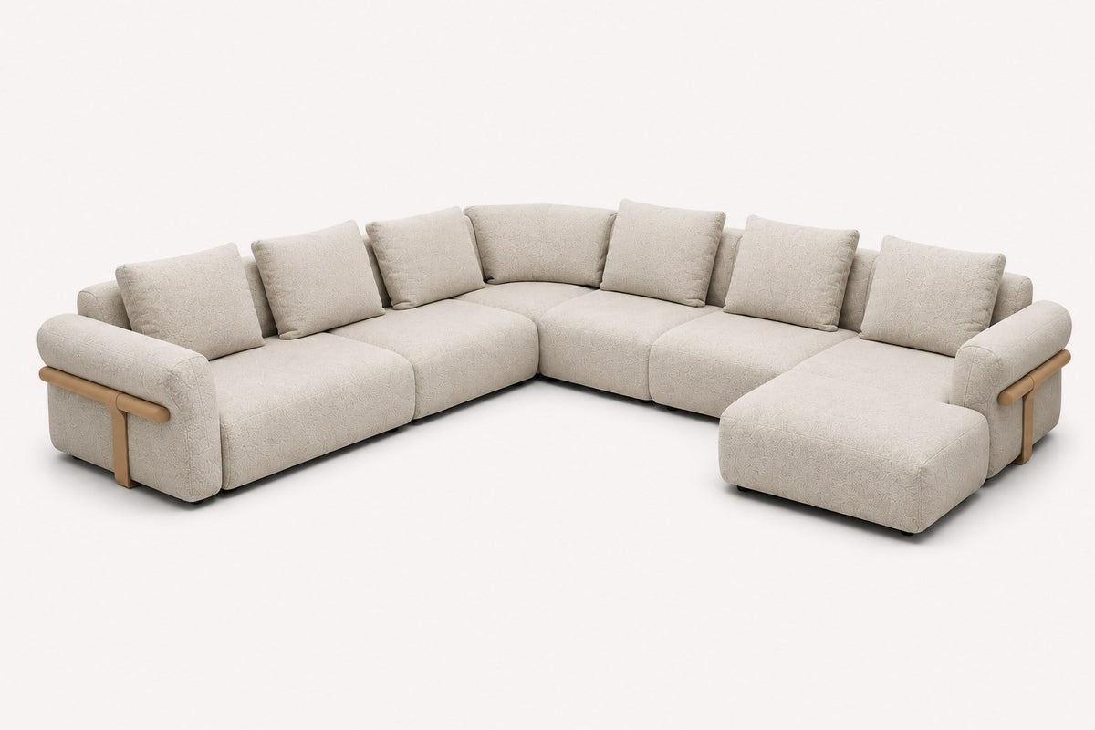 Romy large modular corner sectional with rounded arms