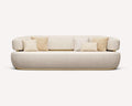 Hong Kong rounded sahara leather sofa with gold base band