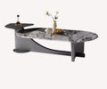 Art two level coffee table with marble look top and dark gray tray