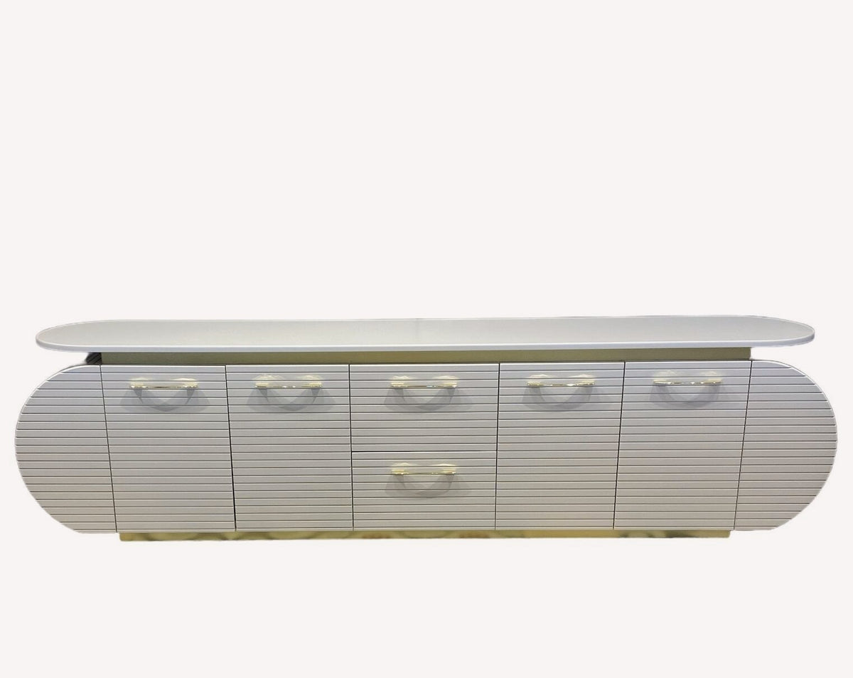Las Vegas long ribbed media console with drawers