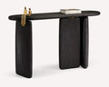 Daria rounded wood console table with sculptural legs