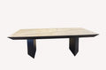 Paris marble look dining table on dark fluted legs
