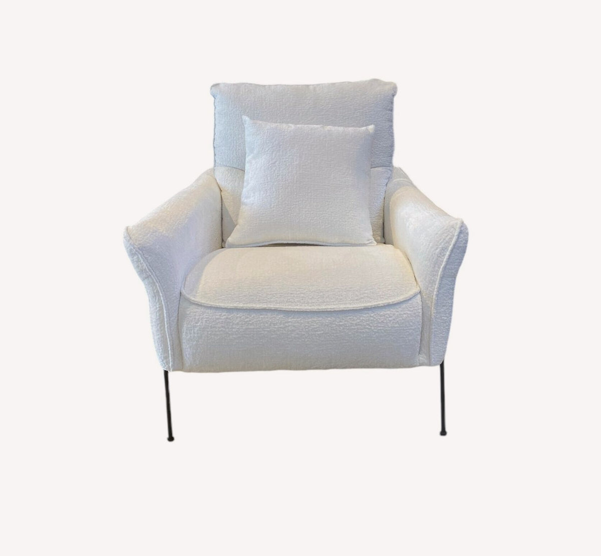 Polly ivory bouclé lounge chair with flared arms