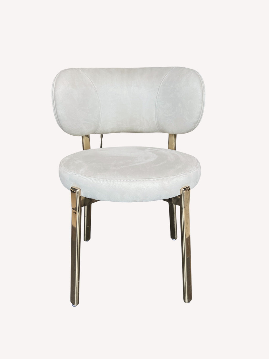 Hadas light velvet dining chair with quilted back and gold legs