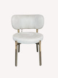 Hadas light velvet dining chair with quilted back and gold legs