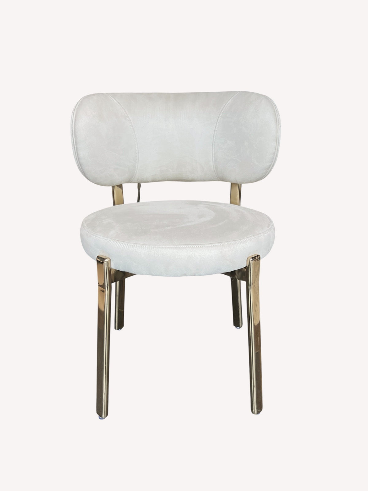 Hadas light velvet dining chair with quilted back and gold legs