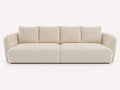 Audrey curved bouclé sofa with feather-filled back cushions