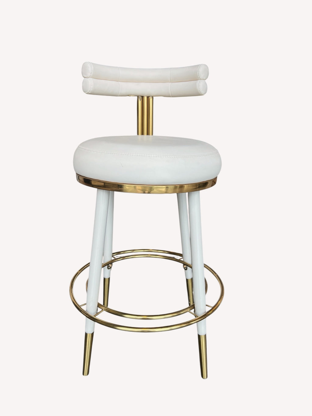 Carolina counter stool with double roll back and polished gold details