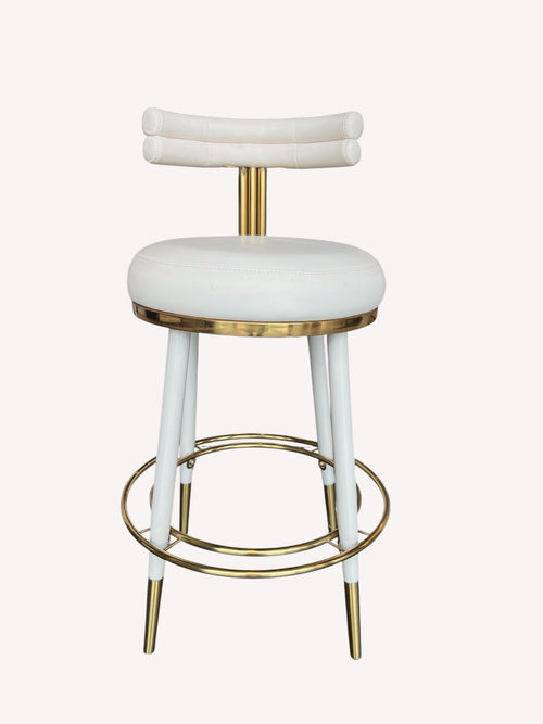 Carolina counter stool with double roll back and polished gold details