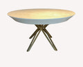 Meital round marble look dining table on gold star base